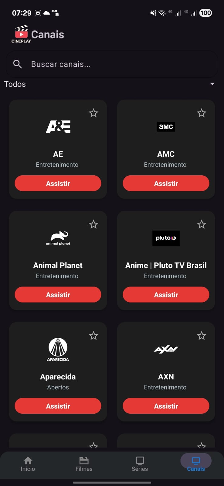 Player do app de filmes e séries CinePlay
